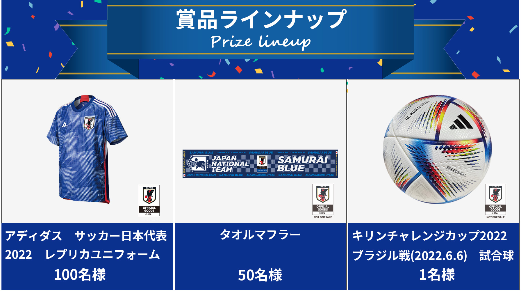 新ユニフォームが100名様に当たる！サッカー日本代表応援キャンペーン 