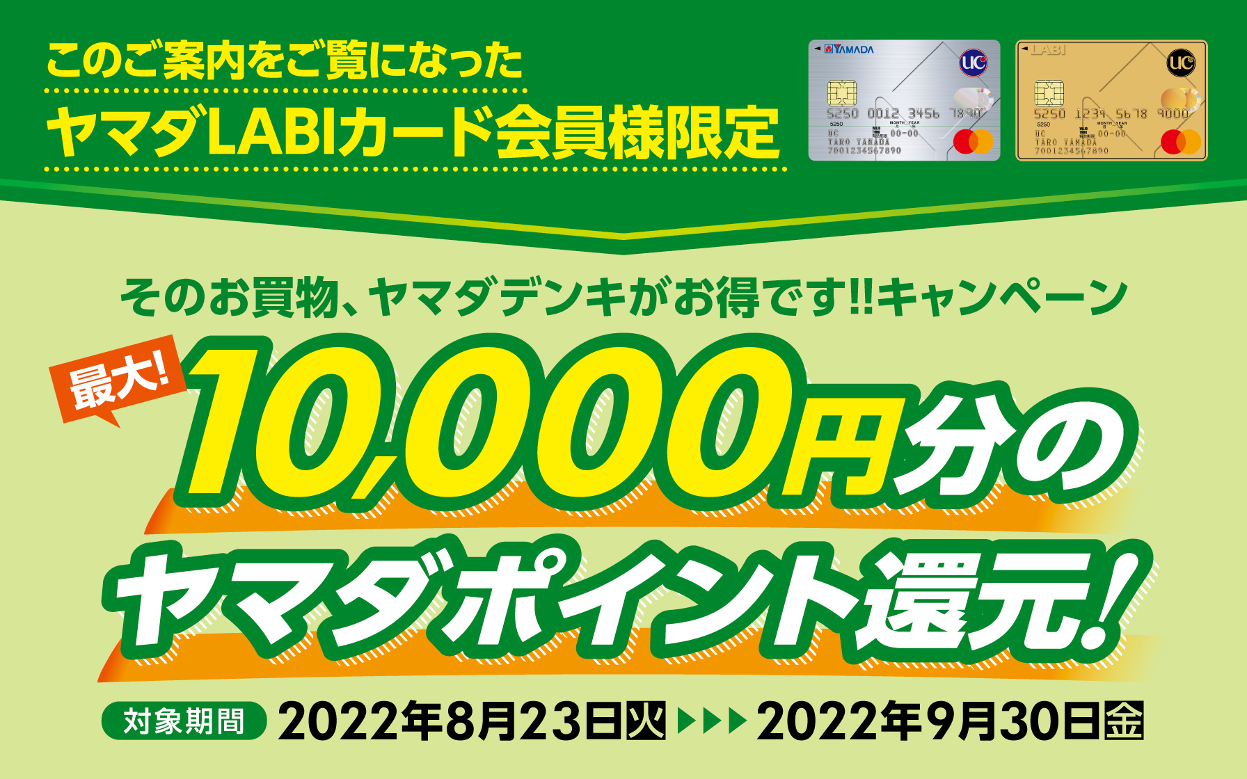 最大！10,000円分のヤマダポイント還元！