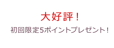 大好評! 初回限定5ポイントプレゼント!