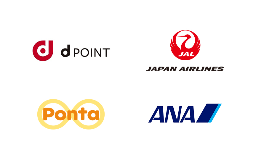 dポイント、JAPAN AIRLINES、Ponta、ANA