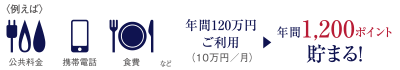 年間120万円ご利用で年間1,200ポイント貯まる！